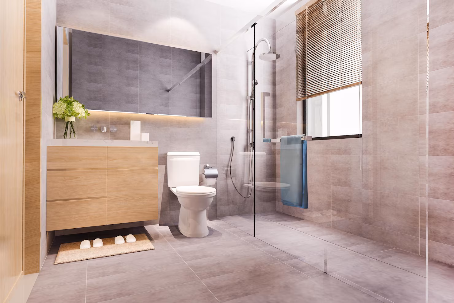 3d rendering modern design marble tile toilet bathroom 105762 2043